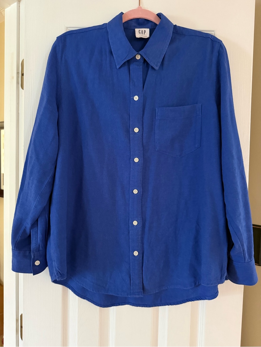 GAP Men's Button-Down Shirt in Cobalt Blue